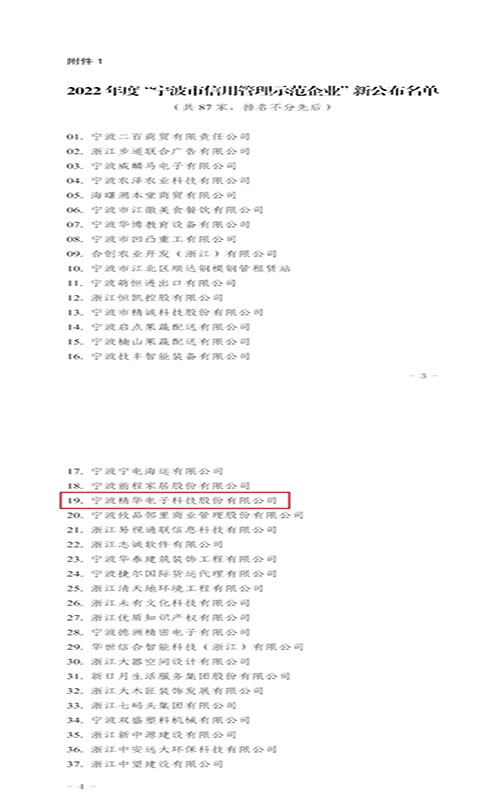 喜訊 | 我司獲評寧波市信用管理示范企業(yè)(圖2)